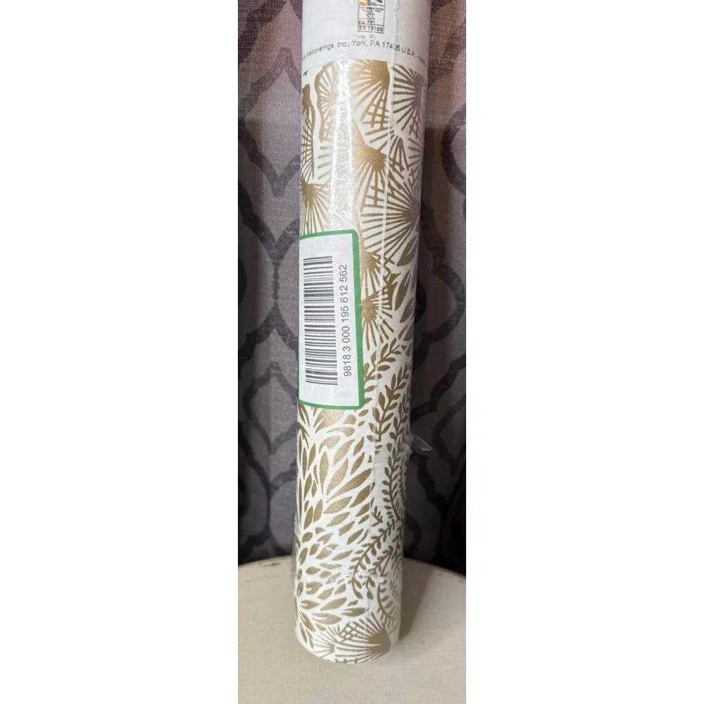 York Wallcoverings Wallpaper Gold Botanical Palm Leaf Floral New 27X27 60 Sq Ft